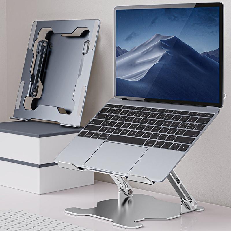 Foldable Laptop Stand - Hollow Design Heat-dissipating Flat Desktop - Moon Silver 7