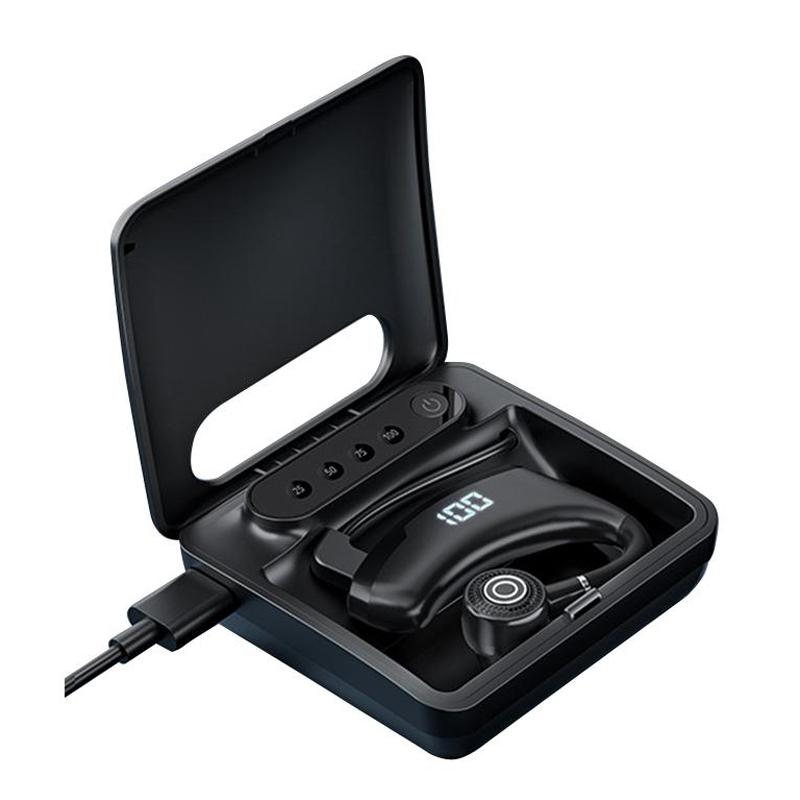 Wireless Bluetooth Headset with Digital Display and Charging Bin - Blue 7