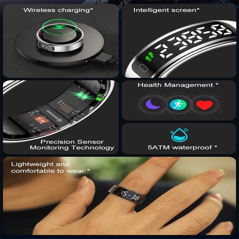 Smart Ring Heart Rate Blood Oxygen Sleep Sports Size 11 - Gold 7