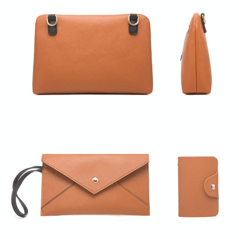 Large Capacity 4-in-1 Messenger Handbag with Fashionable Colour Block Design - Black 9