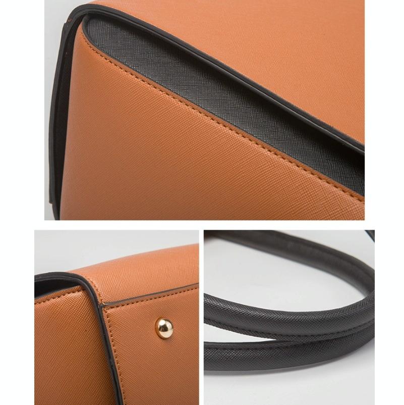 Large Capacity 4-in-1 Messenger Handbag with Fashionable Colour Block Design - Black 11