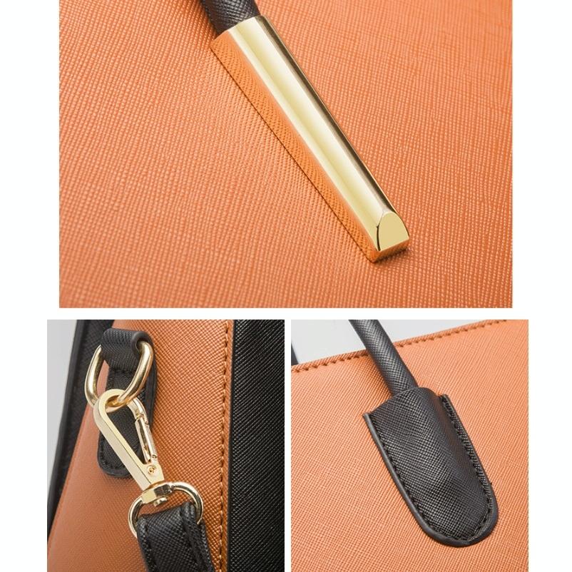 Large Capacity 4-in-1 Messenger Handbag with Fashionable Colour Block Design - Black 12