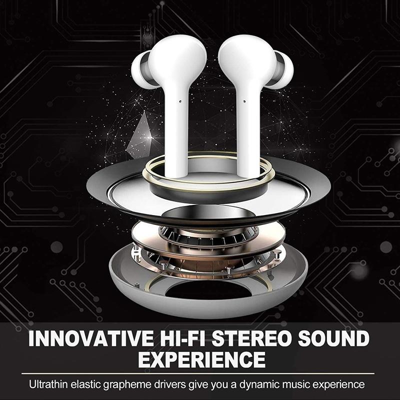 Waterproof Wireless Bluetooth Earbuds with Led Display and Hifi Sound - White 14