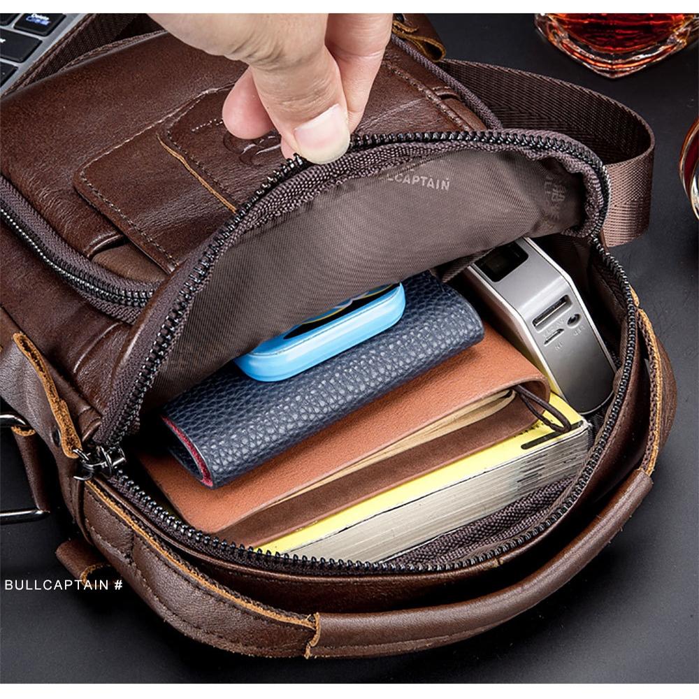 Retro Leather Shoulder Bag For Men Large Capacity - Brown 6