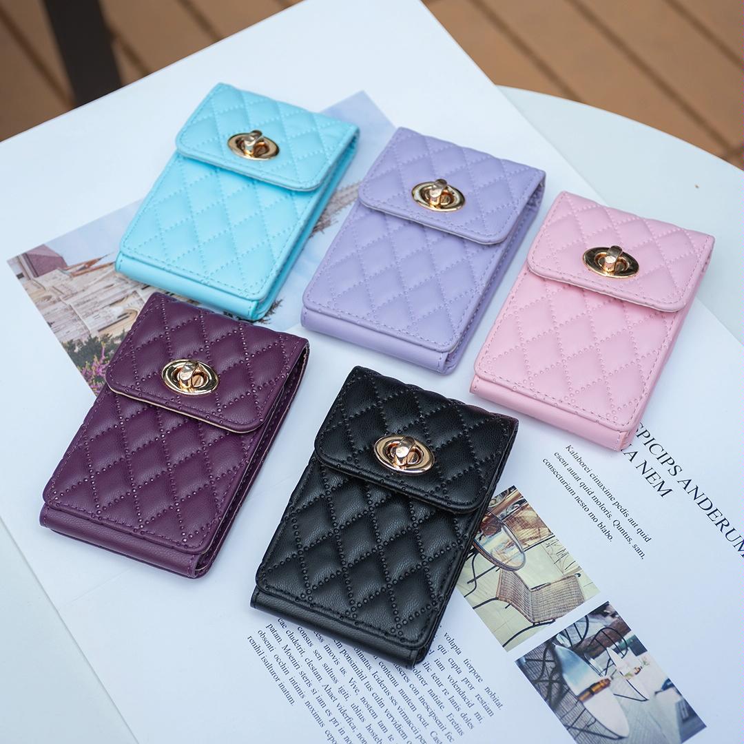 Vertical Card Bag With Metal Buckle For Mobile Phones - Pink 7