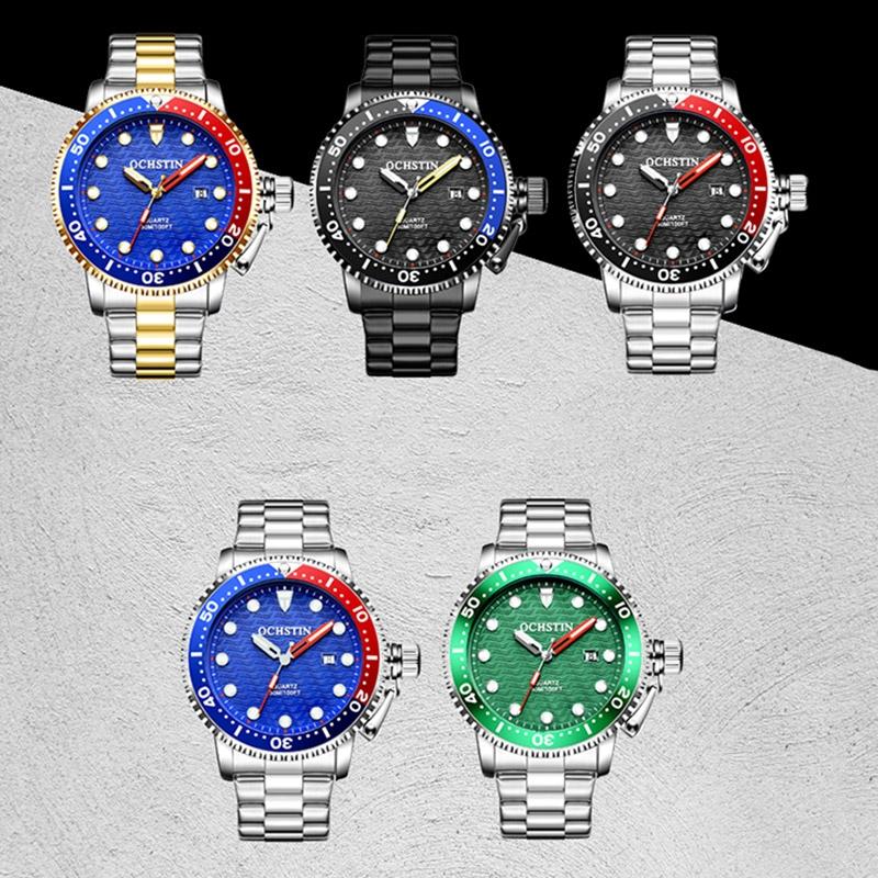 Waterproof Luminous Men Watch with Steel Strap - Multifunctional Quartz - Black 3