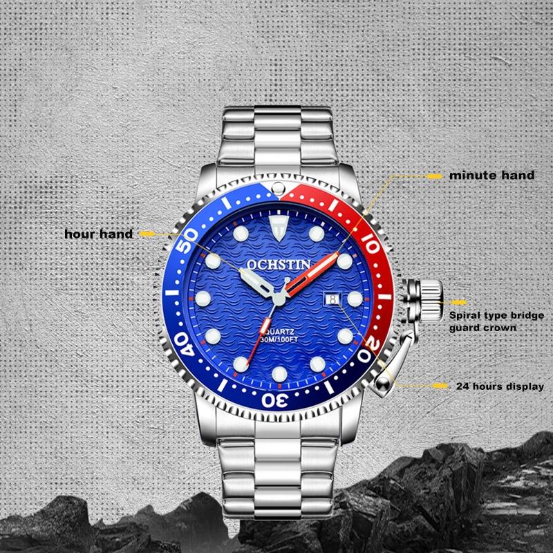 Waterproof Luminous Men Watch with Steel Strap - Multifunctional Quartz - Black 5