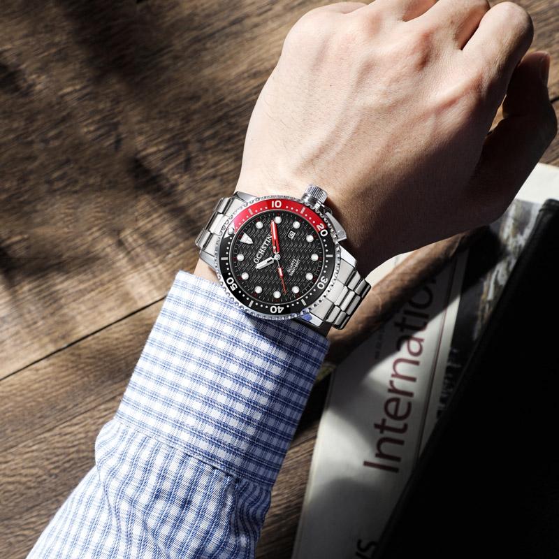 Waterproof Luminous Men Watch with Steel Strap - Multifunctional Quartz - Black 7