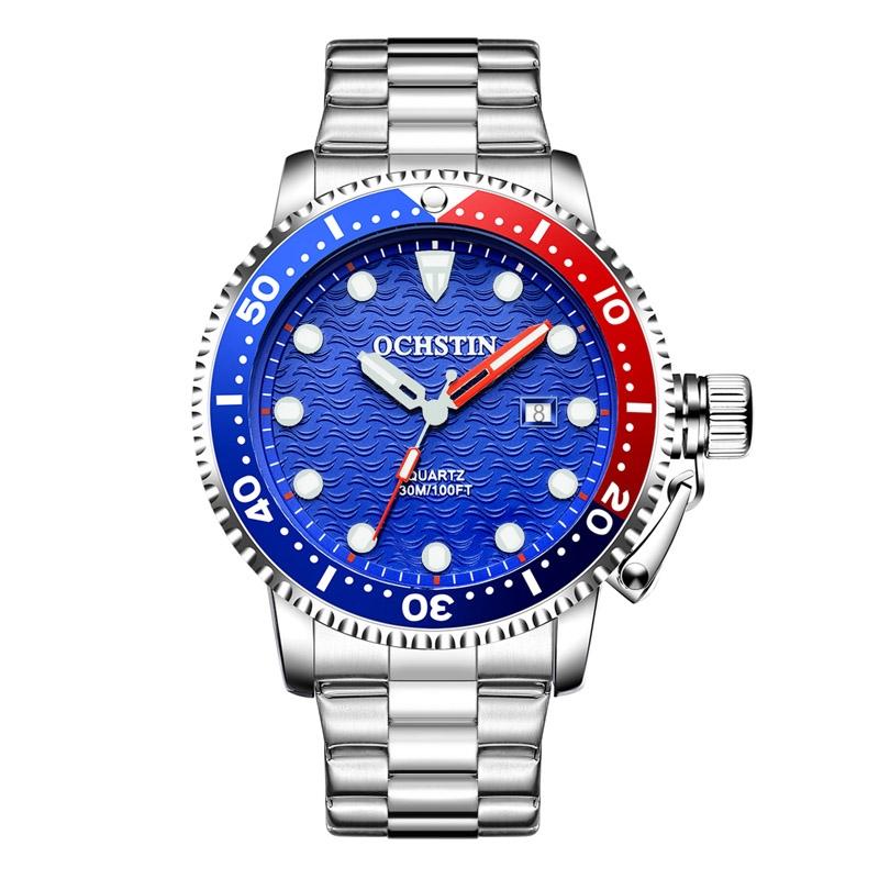 Waterproof Luminous Men Watch with Steel Strap - Multifunctional Quartz - Black 9