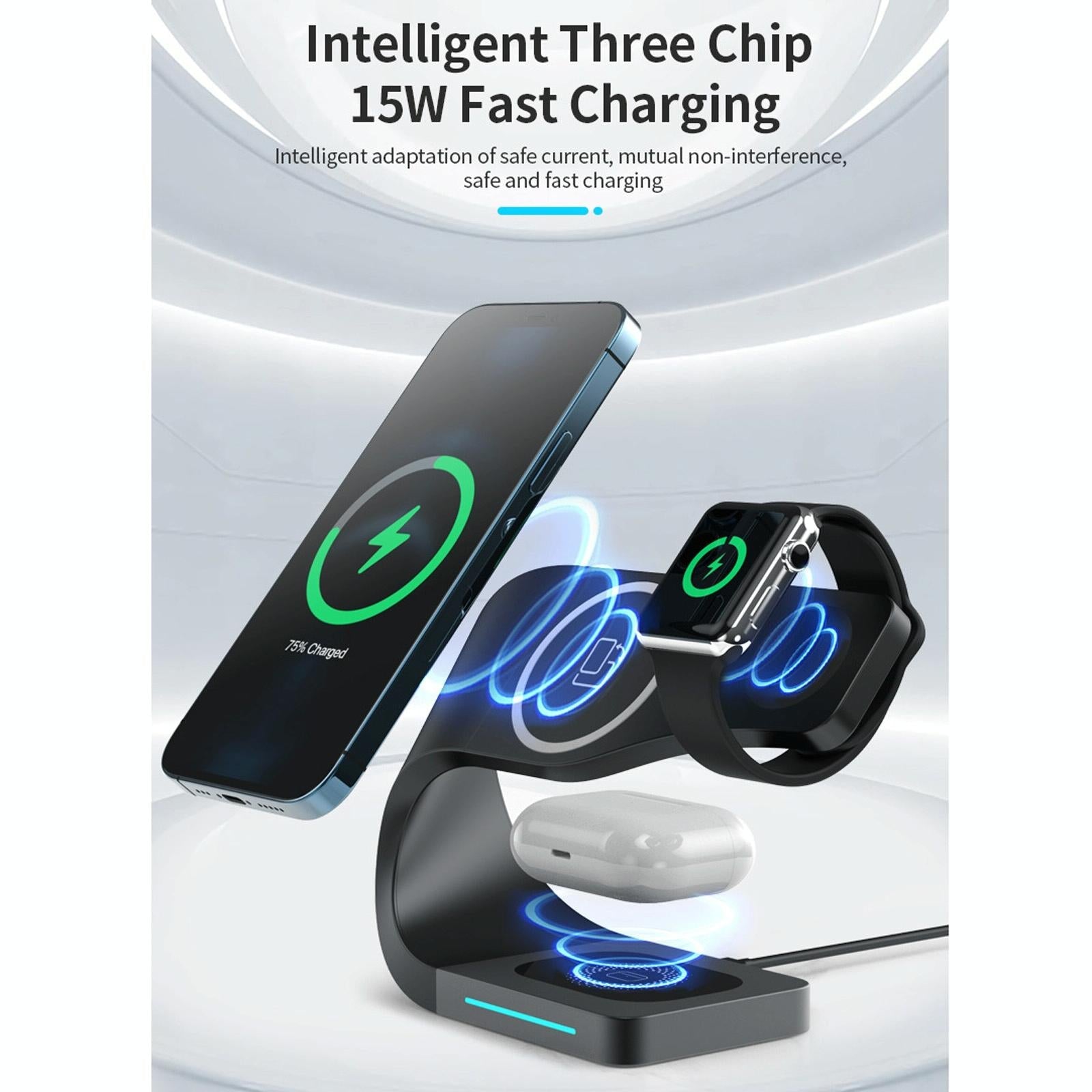 4 In 1 Magnetic Wireless Charger For Iphone Iwatches Airpods - White 5