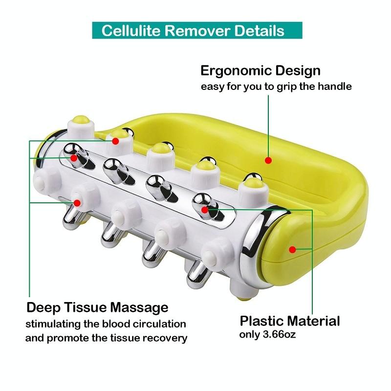 Curved Handheld Roller Massager 5 Rows Soothing Relief - Green 4