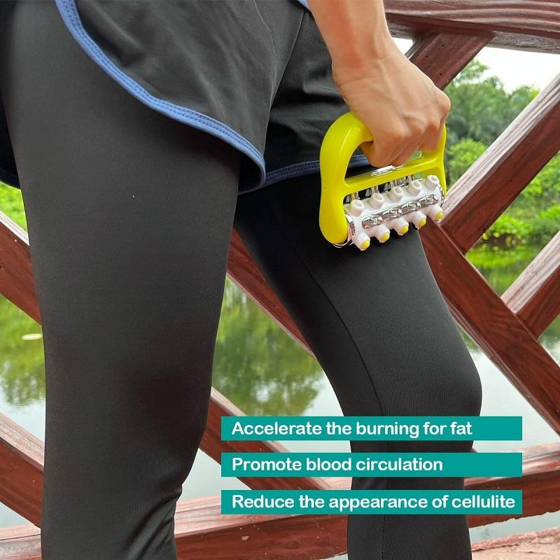 Curved Handheld Roller Massager 5 Rows Soothing Relief - Green 8