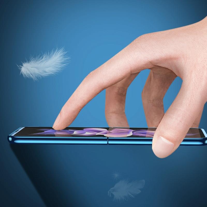 For Samsung Galaxy Z Fold4 5G Leather Folding Phone Case - Electroplated Finish - Blue 6