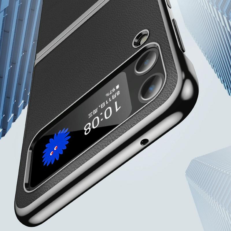 For Samsung Galaxy Z Fold4 5G Leather Folding Phone Case - Electroplated Finish - Blue 7