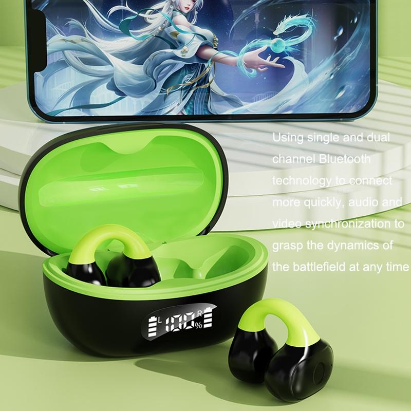 Wireless Clip-on Earphones with Charging Case - White + Gray 11