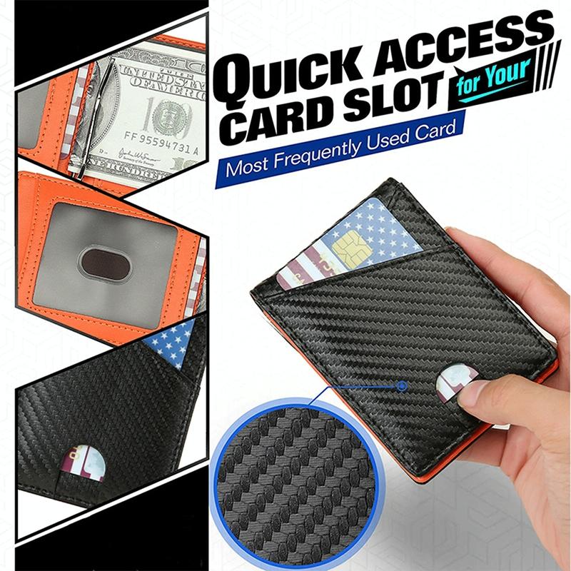 Carbon Fiber Business Wallet for Men - Rfid Protection - Orange 3