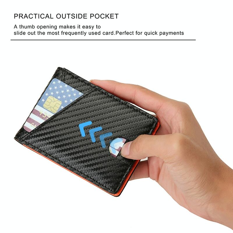 Carbon Fiber Business Wallet for Men - Rfid Protection - Orange 6