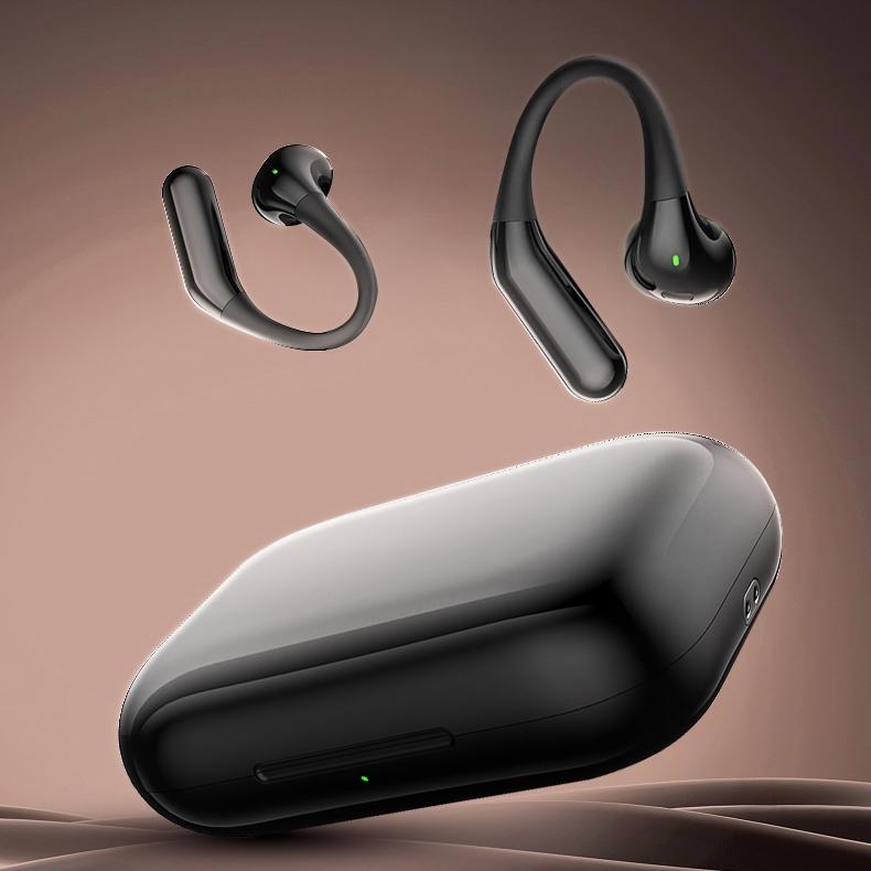 Wireless Half In-ear Sports Earphones - Black