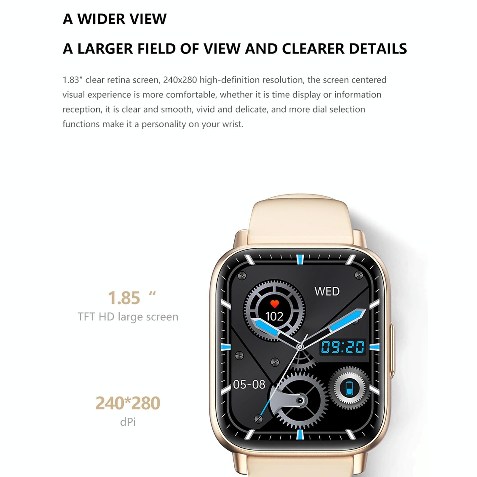 1.83 Inch Bt5.2 Smart Sport Watch Support Sleep / Heart Rate / Blood Oxygen / Temperature / Heart Sugar / Blood Pressure Health Monitor - Gold 10