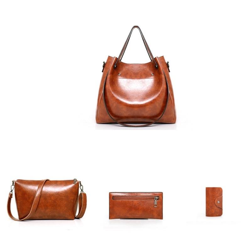 Retro Ladies Handbag - 4-in-1 Fashion Bucket Bag with Large Capacity - Light Grey 3