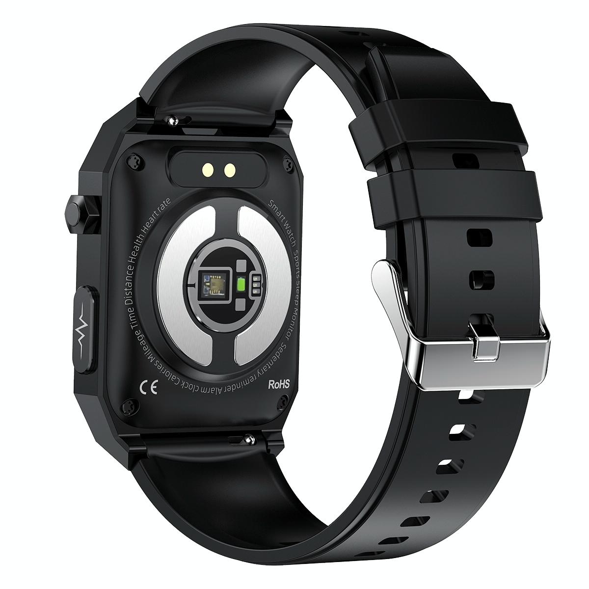1.91 Inch Waterproof Ecg Smart Watch With Silicone Band Ip68 - Red 4