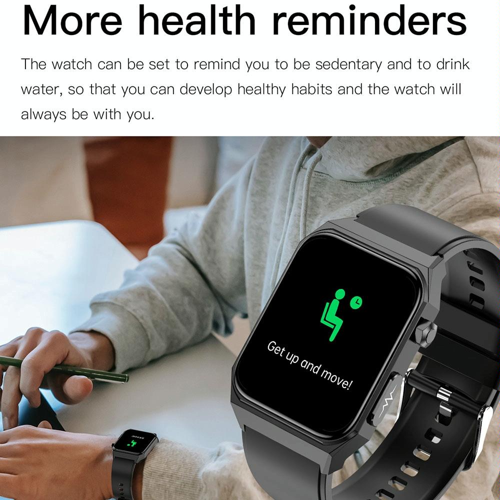 1.91 Inch Waterproof Ecg Smart Watch With Silicone Band Ip68 - Red 12