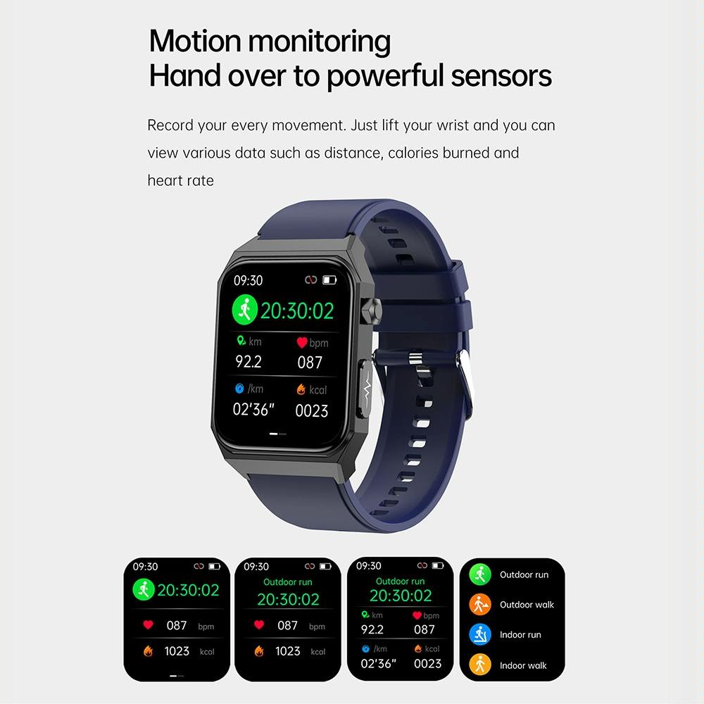 1.91 Inch Waterproof Ecg Smart Watch With Silicone Band Ip68 - Red 14