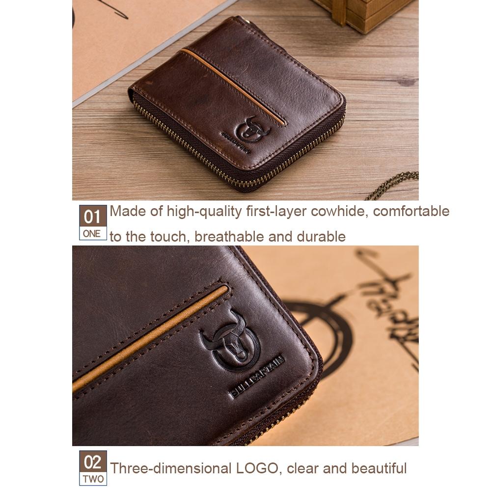 Zippered Cowhide Card Holder with Rfid Protection - Coffee 4