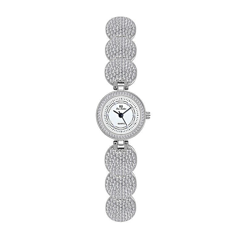 Diamond-inlaid Women Chain Watch - Elegant Accessory - Silver 7