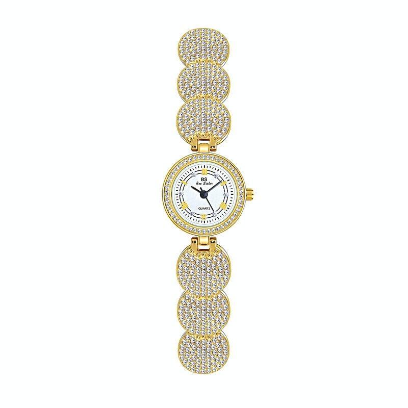 Diamond-inlaid Women Chain Watch - Elegant Accessory - Silver 9