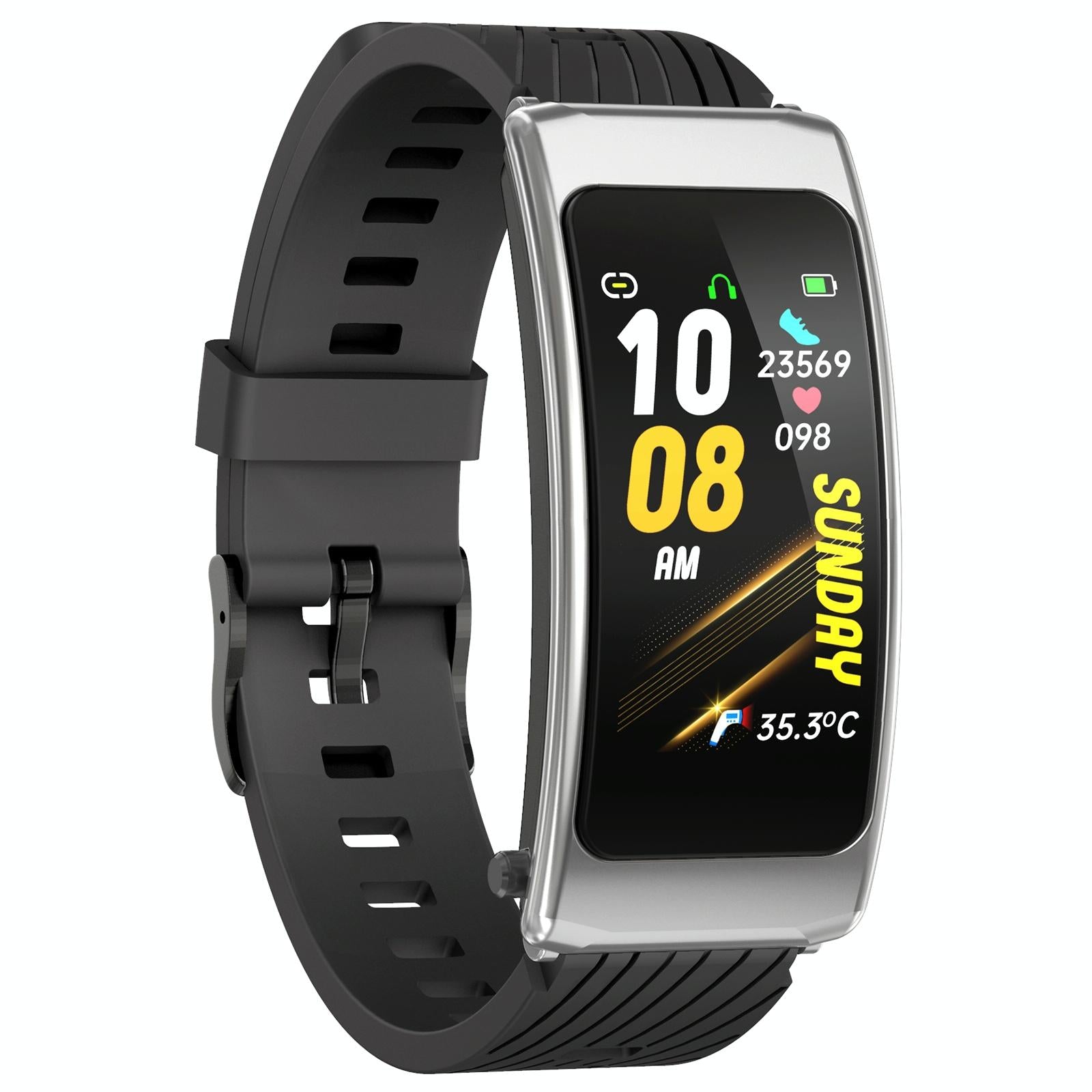 1.14 Inch Silicone Band Earphone Detachable Life Waterproof Smart Watch Support Bluetooth Call - Black Red 3