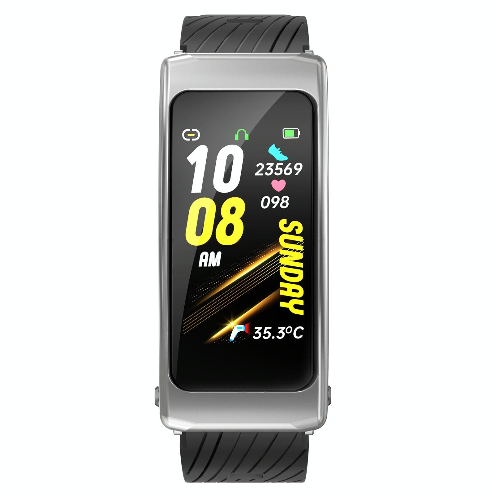 1.14 Inch Silicone Band Earphone Detachable Life Waterproof Smart Watch Support Bluetooth Call - Black Red 4