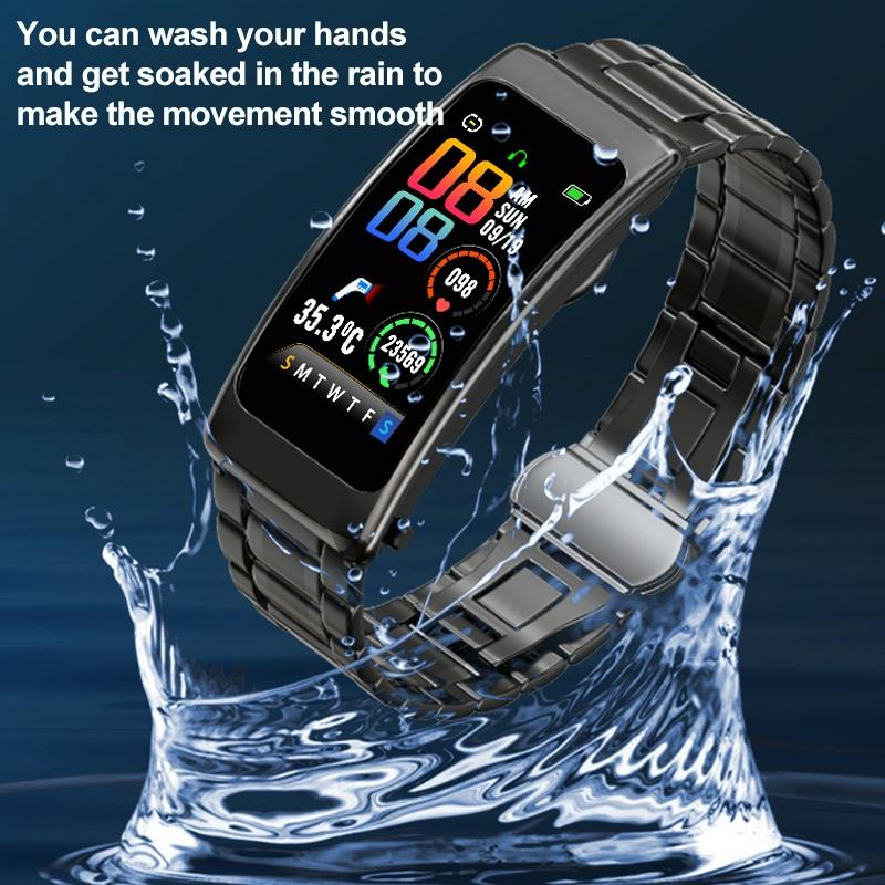 1.14 Inch Silicone Band Earphone Detachable Life Waterproof Smart Watch Support Bluetooth Call - Black Red 7