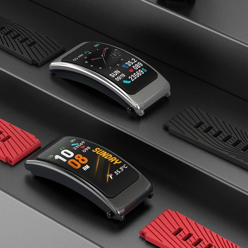1.14 Inch Silicone Band Earphone Detachable Life Waterproof Smart Watch Support Bluetooth Call - Black Red 8