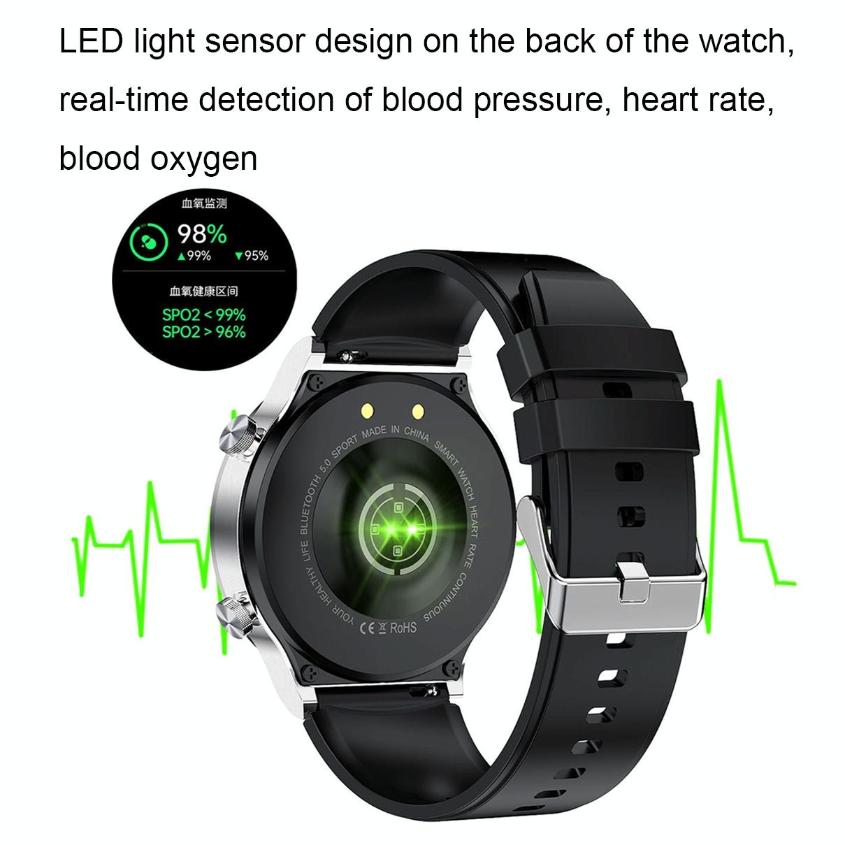 1.32 Inch Heart Rate Sleep Monitoring Smart Watch - Silver Silicone 6