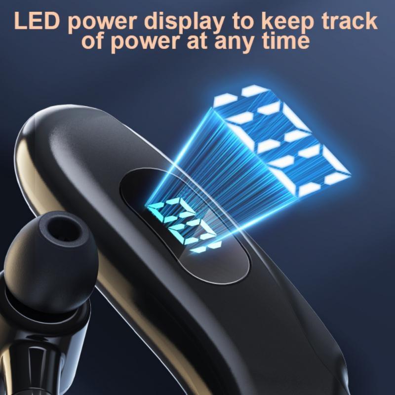 Wireless Bluetooth Earhook Earphones with Digital Display - Business Sports - White 5