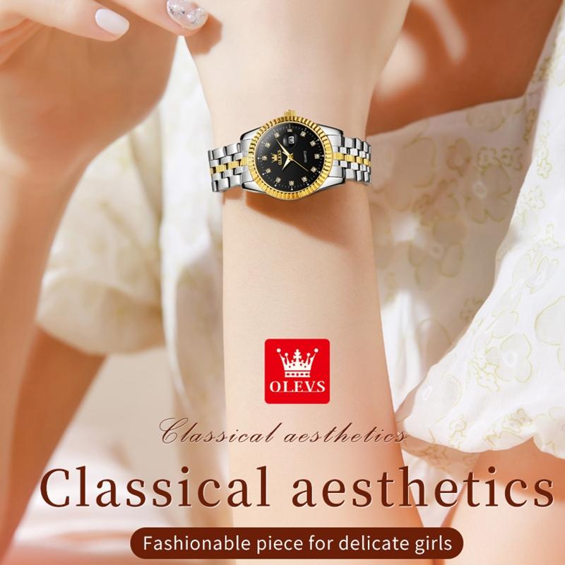 Women Luminous Diamond Quartz Watch - Waterproof - Black 12