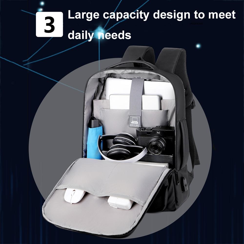 Waterproof Expandable Laptop Backpack with Usb Port - Grey 11