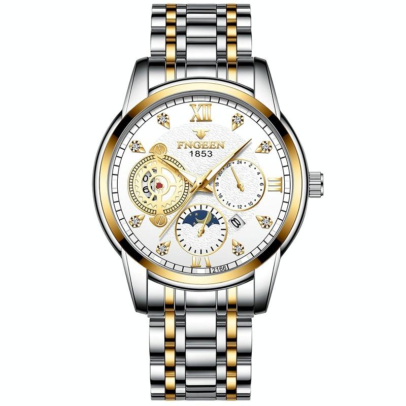 Men Three-eye Hollow Quartz Sports Watch - Between Gold Black Surface 15