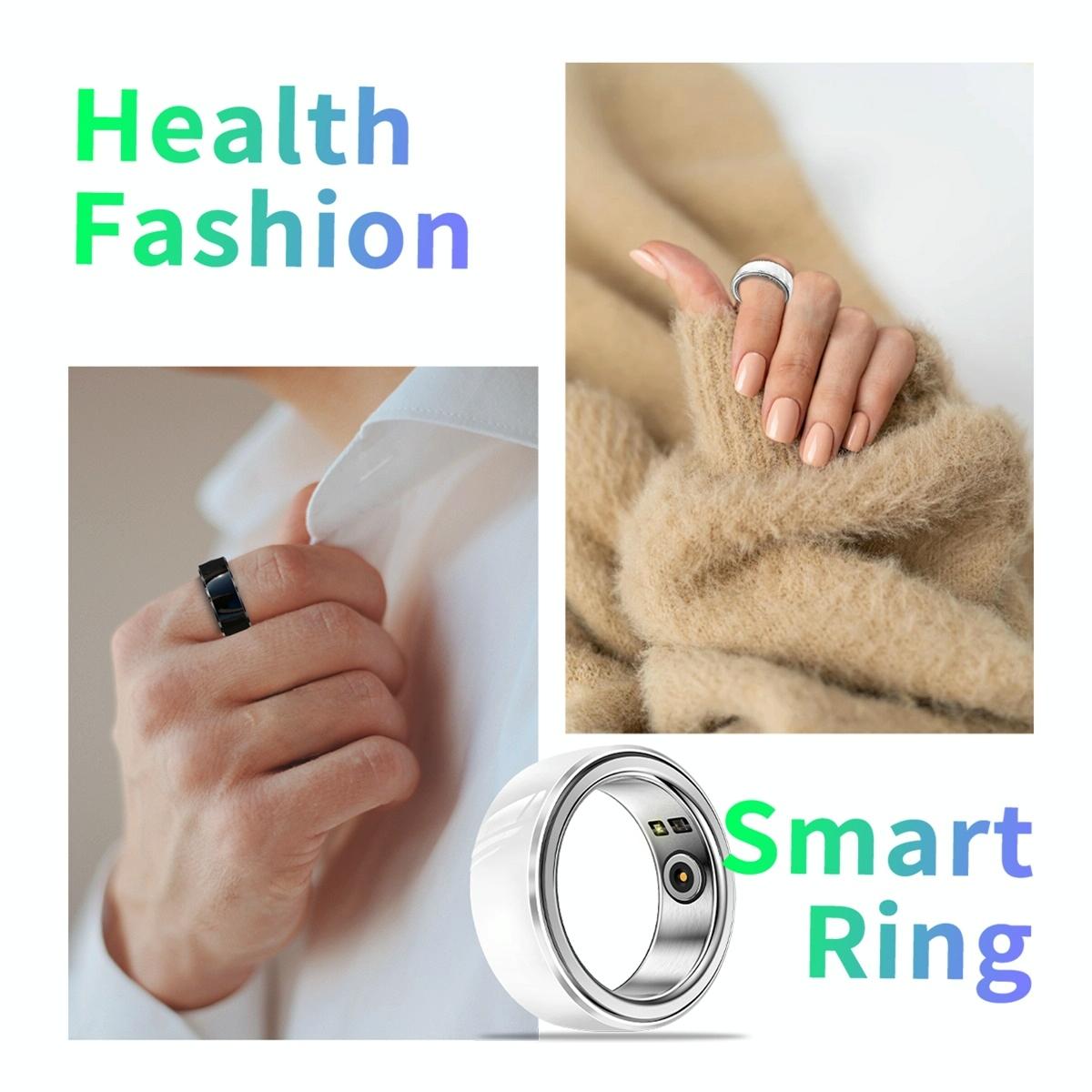 Smart Ring With Heart Rate Blood Oxygen Sleep & Sports Modes - R8 Size 18 - White 4