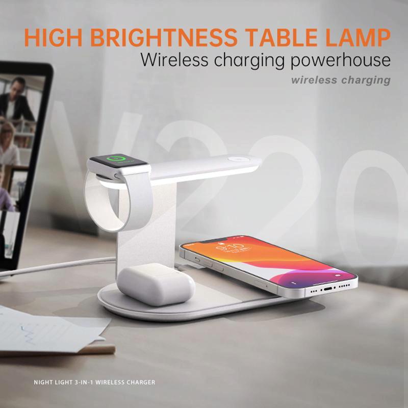 3 In 1 Wireless Charger With Night Light 15W - Silver 4