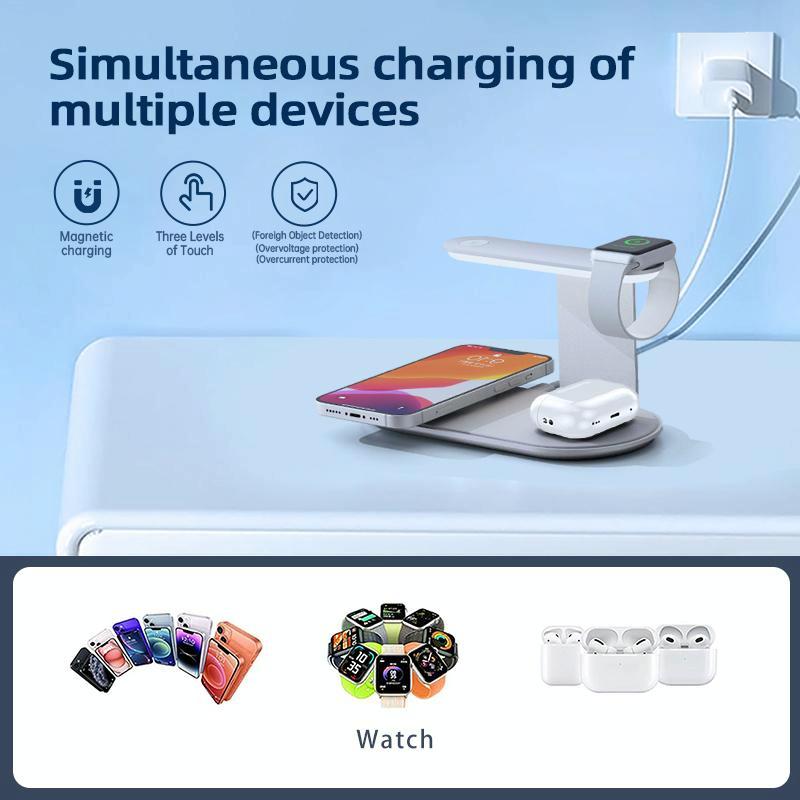 3 In 1 Wireless Charger With Night Light 15W - Silver 8