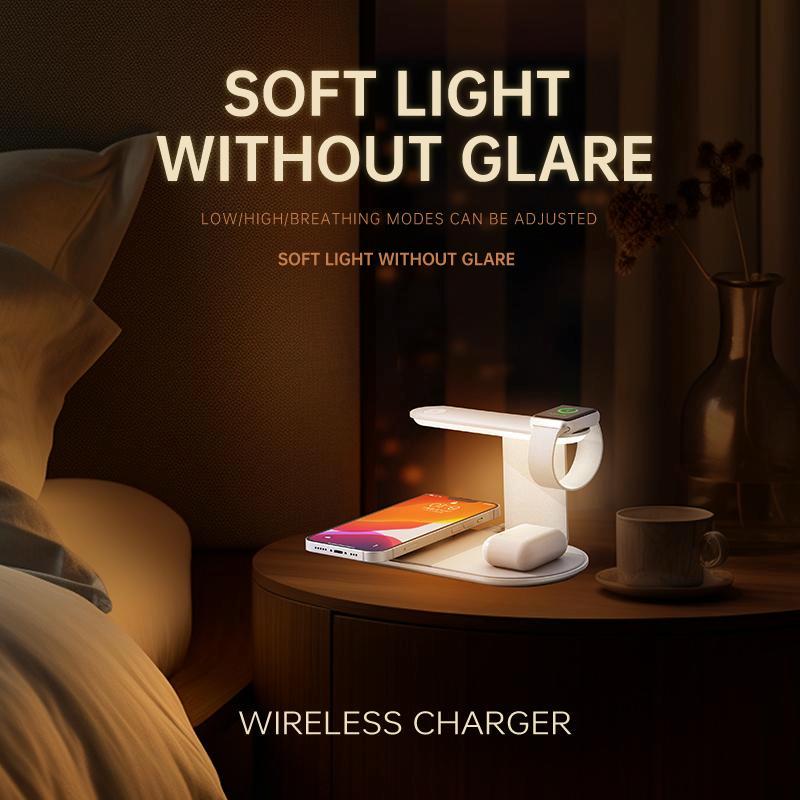 3 In 1 Wireless Charger With Night Light 15W - Silver 9