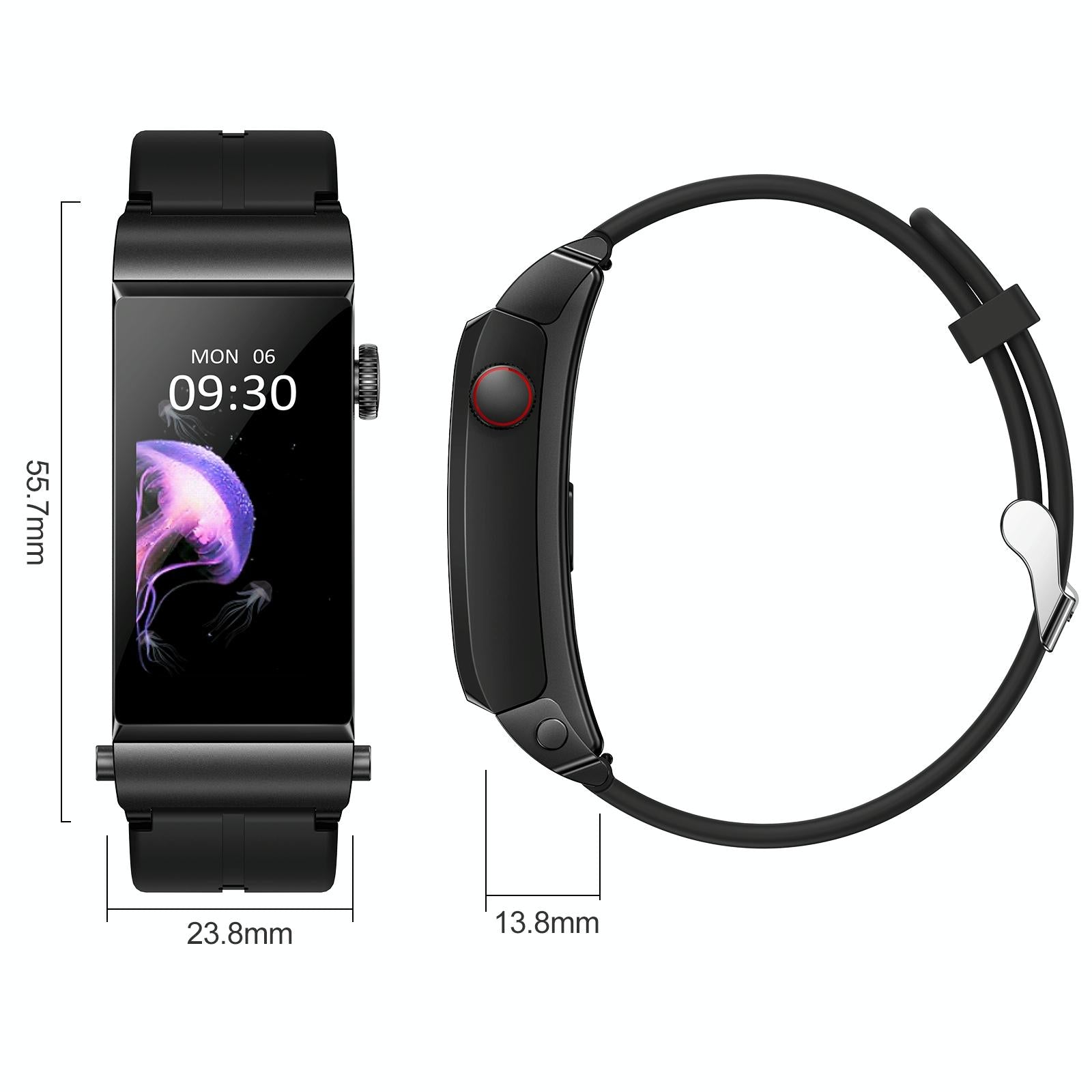 1.5 Inch Silicone Band Earphone Detachable Ip68 Waterproof Smart Watch Support Bluetooth Call - Red 3