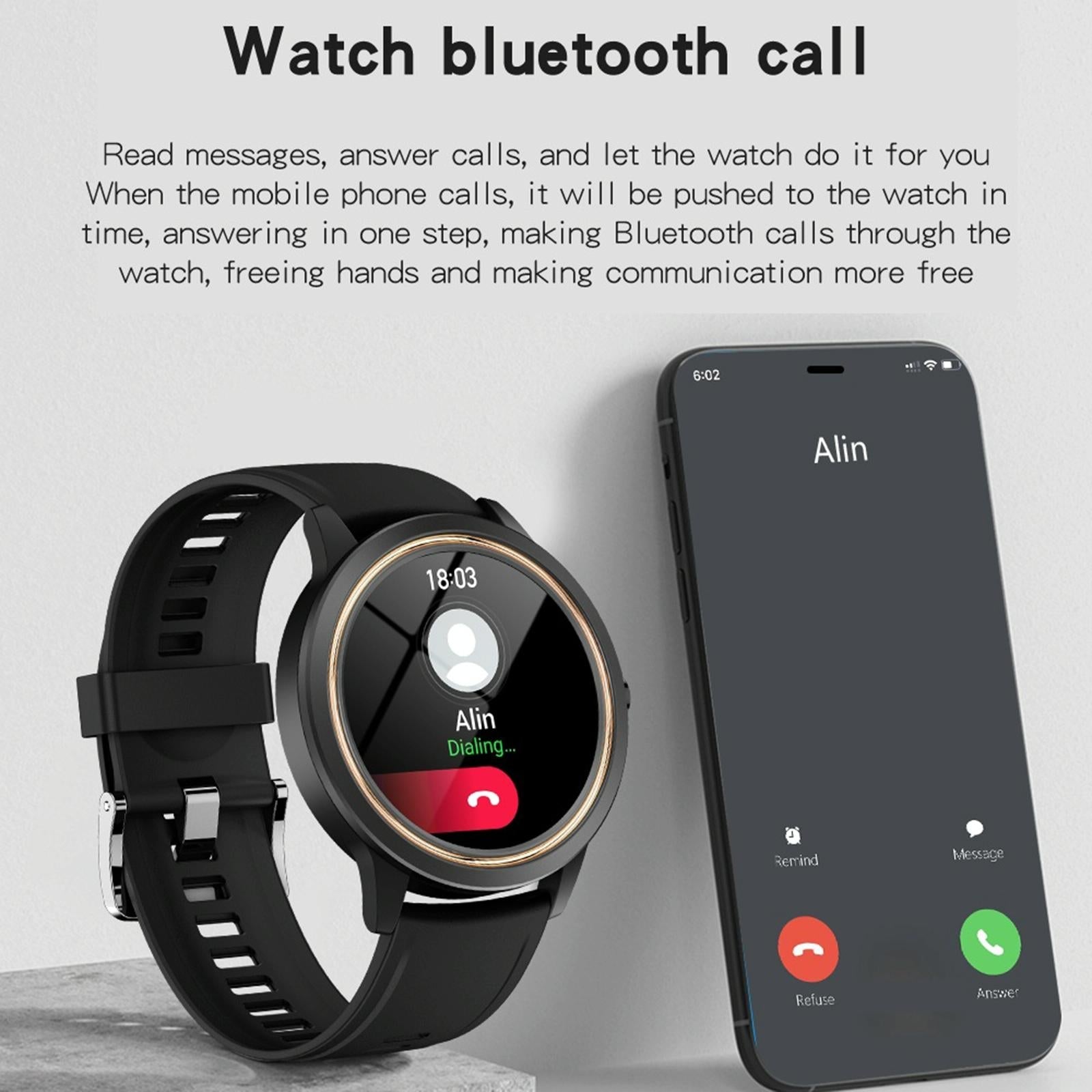 1.32 Inch Ips Hd Screen Smart Watch Support Bluetooth Calling / Blood Pressure Monitoring - Black 6