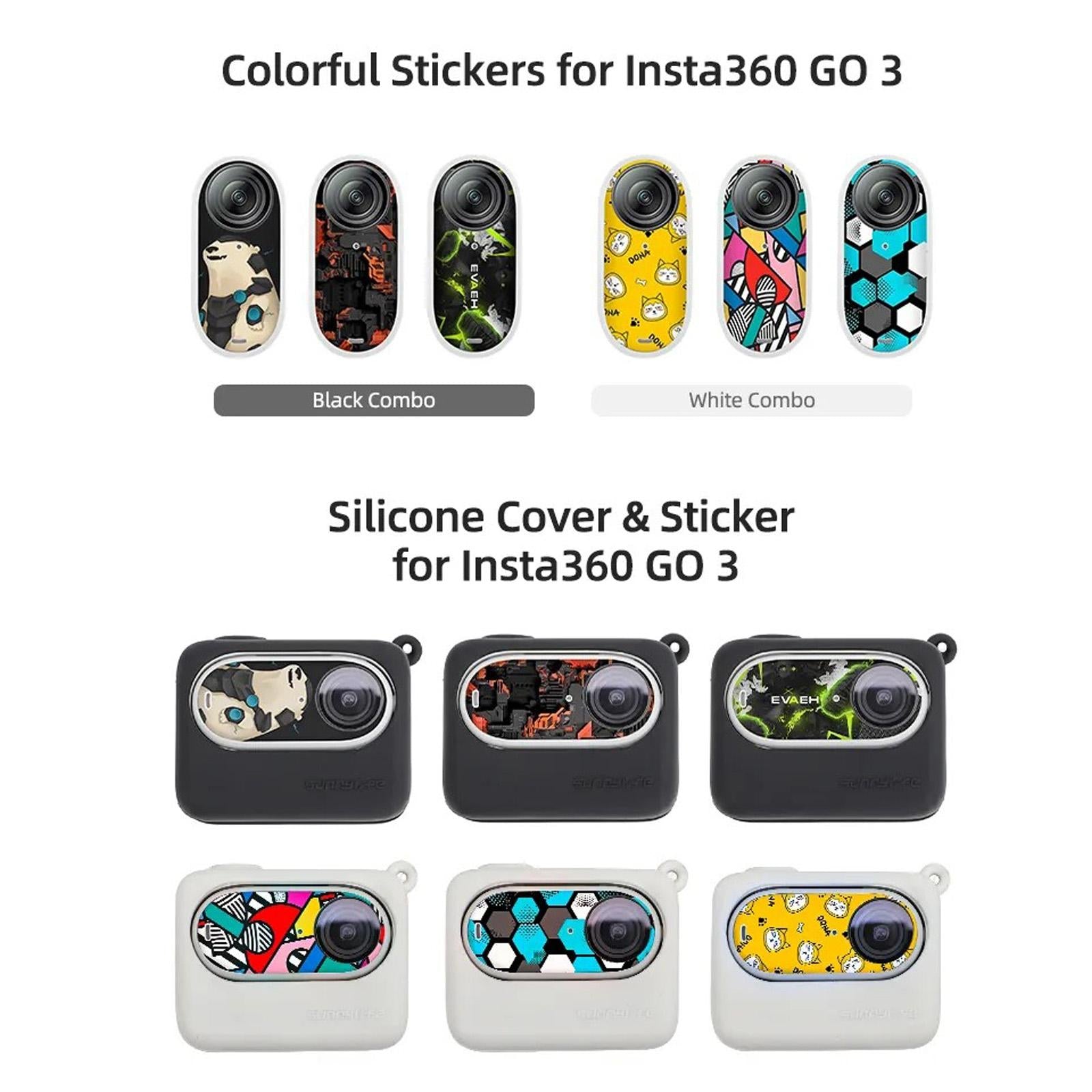 Silicone Case for Insta360 Go 3 with Neck Strap and Skin Wrap - Black 5