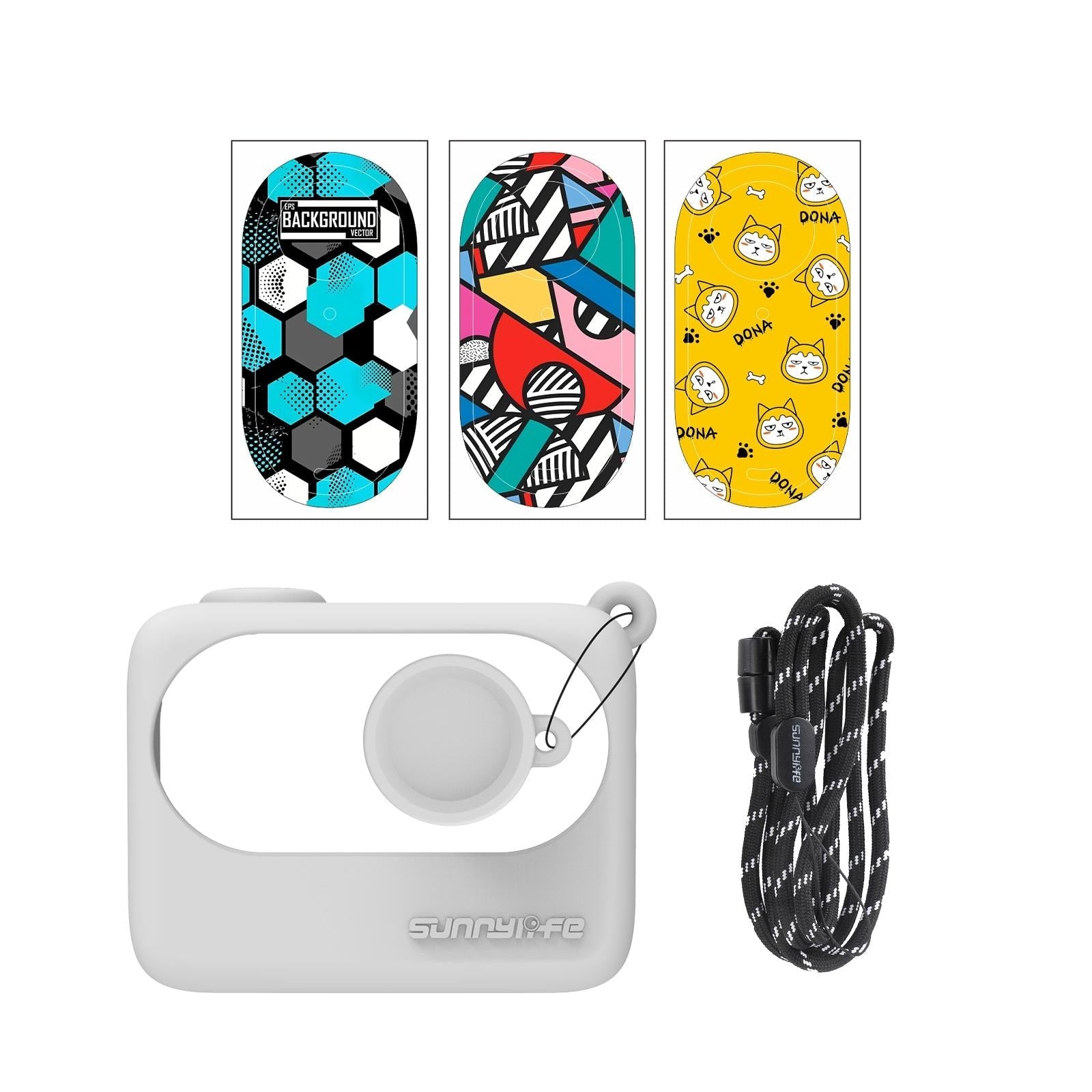Silicone Case for Insta360 Go 3 with Neck Strap and Skin Wrap - Black 11