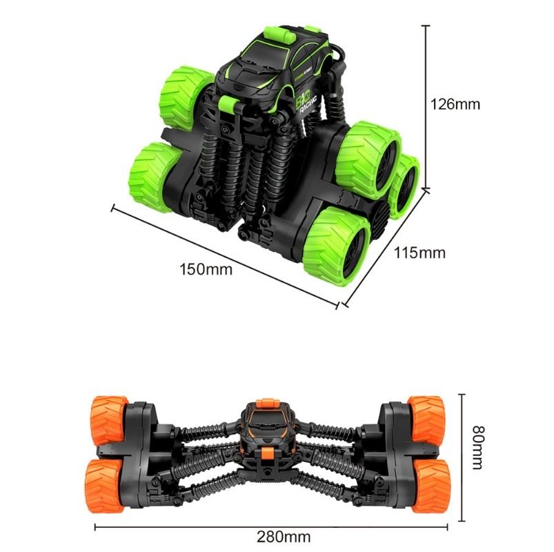 Telescopic Deformation Rc Stunt Car - Off-road Tumbling Climber - Black Green 4
