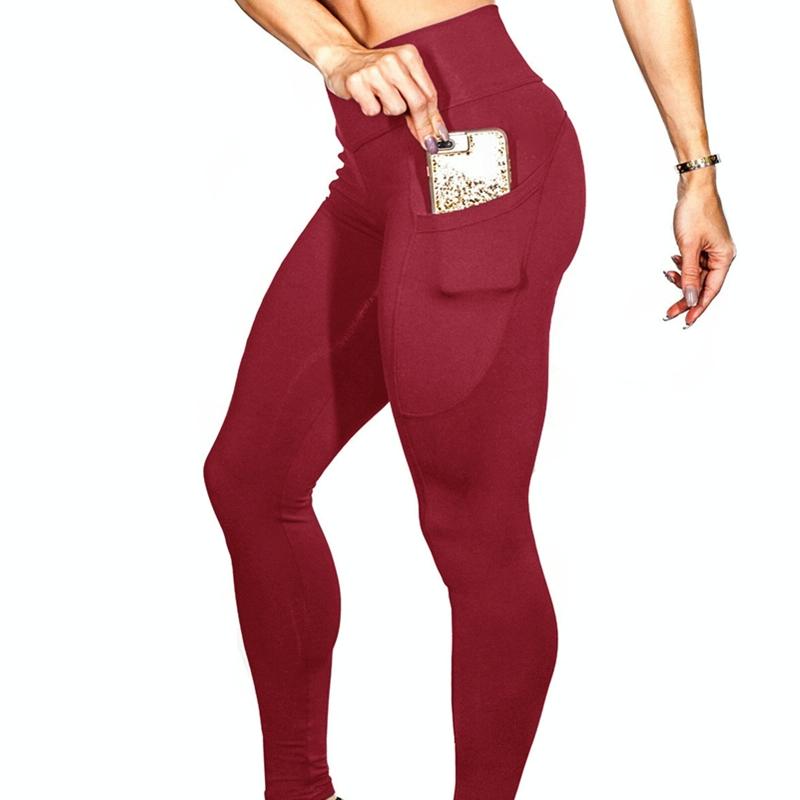High Elastic Yoga Pants With Pockets For Women Stretch Leggings For Jogging Workout And Running Size S - Blue 4
