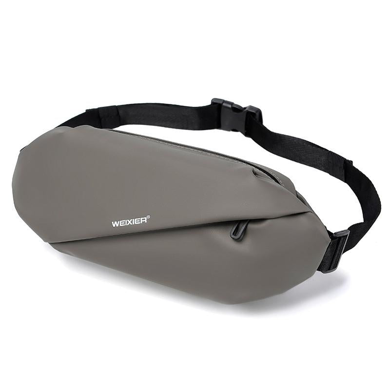 Large Capacity Slanting Cross Shoulder Bag Grey Ideal For Sports & Cell Phone Storage